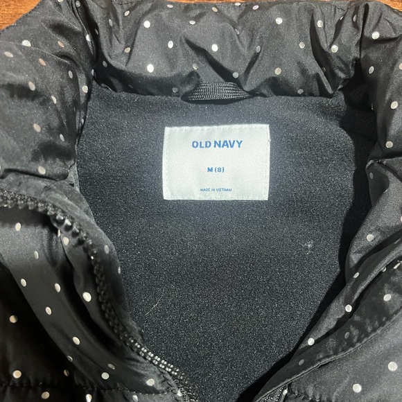 Old Navy Puff Vest Size M 8 Girls Polka Dot Black Fleece Lined MSRP $37 - Picture 3 of 3